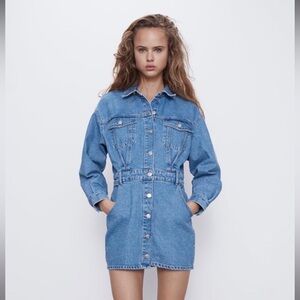 Zara Button Denim Mini Dress